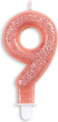 Produktbild von Glitzer Zahlenkerze in Rosegold 9
