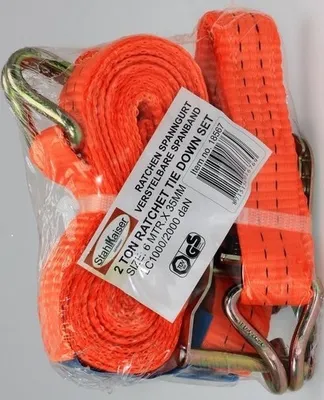 Produktbild von Spanngurt mit Knarre 2 t und 6m X 35 mm Blau /Orange