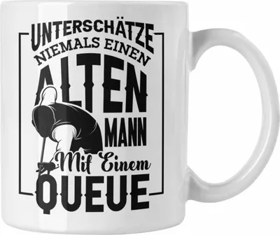 Produktbild von Trendation - Billard Pool Tasse Geschenk Unterschätze Niemals Einen Alten Mann Mit Einem Queue  (Weiß)