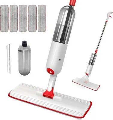 Produktbild von Bodenmop mit Sprühfunktion, 500ml Wassertank, 5 Mikrofasertücher