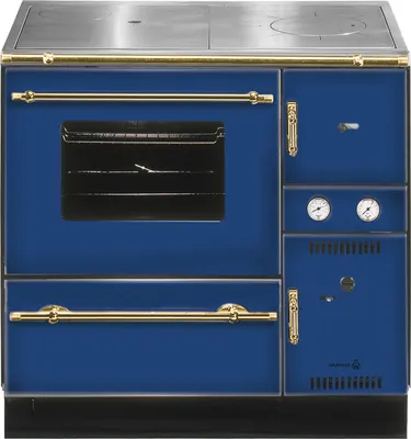 Produktbild von Wamsler K 148 CL Küchenofen wasserführend Blau / Gold, Rauchrohr links