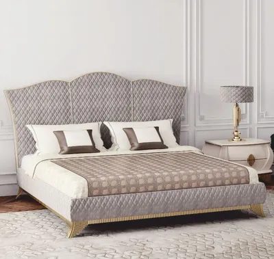 Produktbild von Casa Padrino Luxus Art Deco Doppelbett Grau / Gold - Schlafzimmer & Hotel Möbel