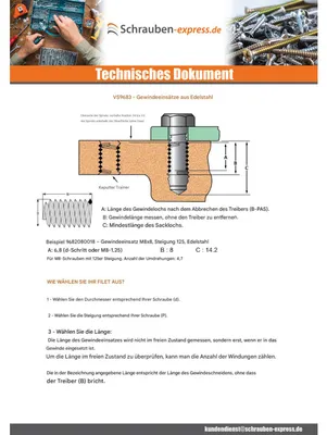 Produktbild von Drahtgewindeeinsätze M10x25 Feingewinde gewinde 125 Edelstahl