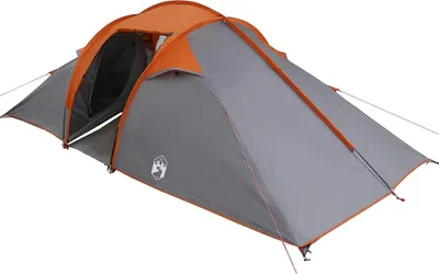 Image de Tente tunnel vidaXL avec toit, gris et orange, 510 x 240 x 156 cm, en taffetas