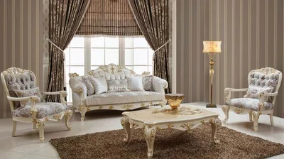 Produktbild von Casa Padrino Luxus Barock Wohnzimmer Set Weiß / Braun / Mehrfarbig / Creme / Gold - 2 Barock Sofas & 2 Barock Sessel & 1 Barock Couchtisch - Luxus Wohnzimmer Möbel im Barockstil - Barock Möbel