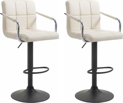 Produktbild von CLP 2er Set Barhocker Lucy V2 höhenverstellbar und drehbar | Farbe creme Gestell Farbe schwarz
