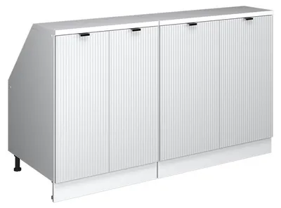 Produktbild von Küchenschrank für Dachschrägen Vicco R-Line Weiß Riffel 140 cm 2er Set Schrankkorpuss 60 cm Tiefe, Model 60652