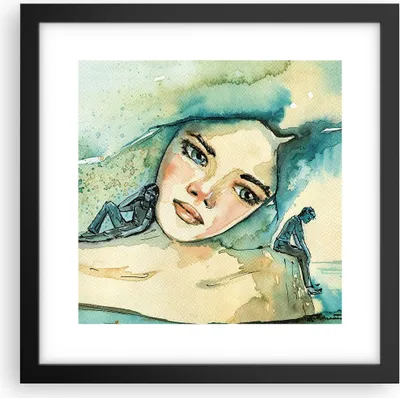 Produktbild von Gerahmtes Poster - Schwarzer Rahmen - Aquarell Frau Emotionen - 30x30 cm - Wand Bild - Wanddeko - Wandbilder - Kunstposter - Wandposter - Bilderrahmen - Bilder - Kunstdruck - P2BAC30x30-4858