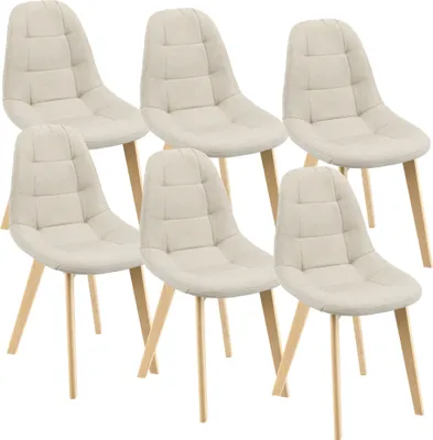 Produktbild von Esszimmerstuhl Kopparberg 6er-Set Stoffbezug Buche Wohnzimmerstuhl 86 x 53 x 47 cm Beige