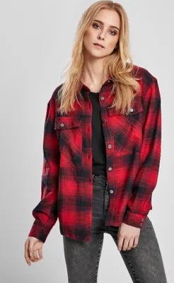 Zdjęcie produktu dla Urban Classics Ladies - FLANELL Overshirt Hemd w kratę - XL