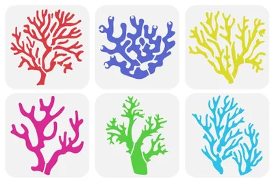 Productafbeelding van Set van 6 herbruikbare korallen schilderstencils 15x15 cm
