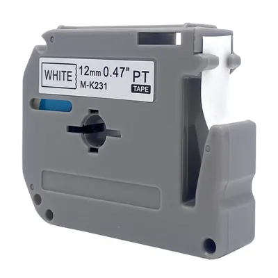 Produktbild von DULA Etikettenband - Kompatibel mit Brother P-Touch M-K231 - 1 Stück - Schwarz auf weiß - 12mm x 8m
