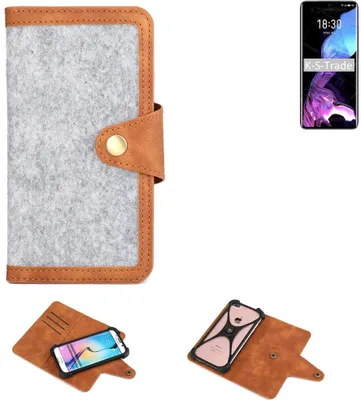 Produktbild von K-S-Trade Handyhülle kompatibel mit Meizu 18 Schutzhülle Filz-Hülle Kunst-Leder hellgrau braun (1x)
