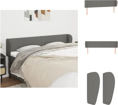 Produktbild von vidaXL Kopfteil mit Ohren Dunkelgrau 163x23x78/88 cm Stoff -  Kopf- & Fußenden