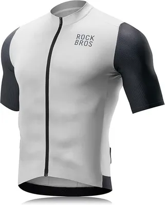 Produktbild von ROCKBROS Kurzarm Fahrradtrikot Herren Schnelltrocknend Atmungsaktiv Sommer MTB Rennrad Grau Größe M