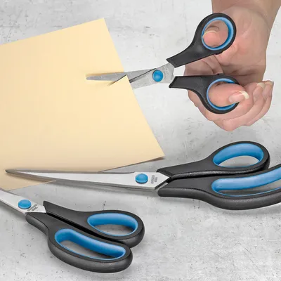 Produktbild von WESTCOTT N-90027-00 Scherenset Easy Grip - rostfrei, spitz, 3tlg, blau/schwarz