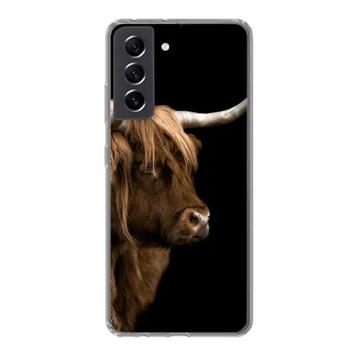 Produktbild von MuchoWow® Handyhülle Schutzhülle Hülle für Samsung Galaxy S21 FE Schottischer Highlander - Kuh - Schwarz Silikon Softcase Handy Hülle - Mobiltelefonhülle