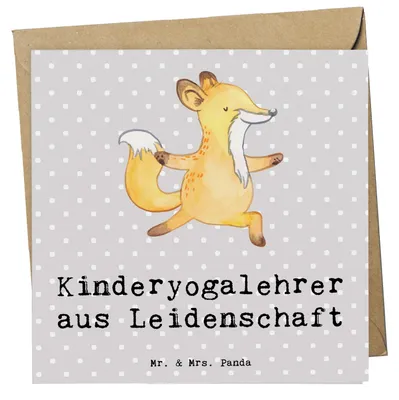 Produktbild von Mr. & Mrs. Panda Glückwunschkarte Kinderyogalehrer Leidenschaft - Grau Pastell - Geschenk, Klappkarte, anlasskarte, doppelkarte, faltkarte, Grußkarte