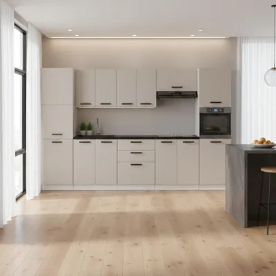 Produktbild von ULWEHOME | Küchenzeile 320 cm Kaschmir, Küchenmöbel-Set Beige mit Backofenschrank, Vorratsschrank & geteilten Arbeitsplatten 120 cm