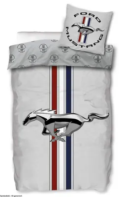 Produktbild von SkyBrands Ford Mustang Bettwäsche-Set 135x200 80x80cm, Retro Grau