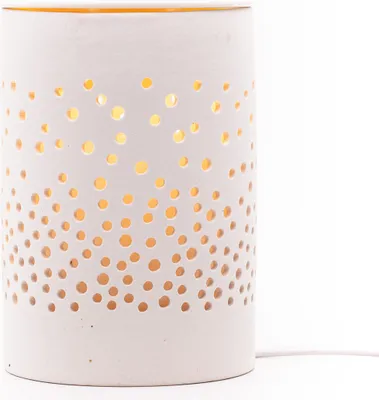 Produktbild von Elektrischer Wachsbrenner, Dots-Muster, Keramik, HxBxT: 15x10x10cm, Duftlampe ohne Teelicht, Weiß