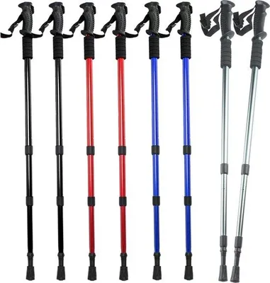 Obrázek produktu pro Teleskopické hole Nordic Walking 100-135 cm nastavitelné - hliníková slitina - proti nárazům - modré/černé