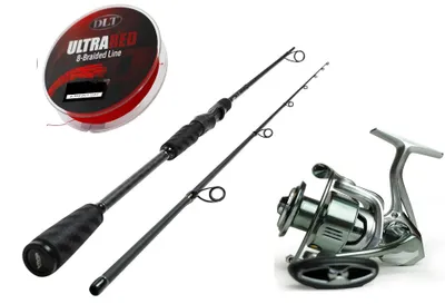 Produktbild von DLT Vivid Seebarsch Set - 3,00m - 30-100gr - Seefischangel-Set - Angelrute mit rolle und Geflochtener Angelschnur