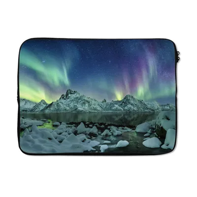 Produktbild von MuchoWow® Laptop Hülle 14 ZollMeer - Eis - Nordlicht - Winter - Natur Laptoptasche - Laptoptasche - Stoßsicher - Schutzhaube