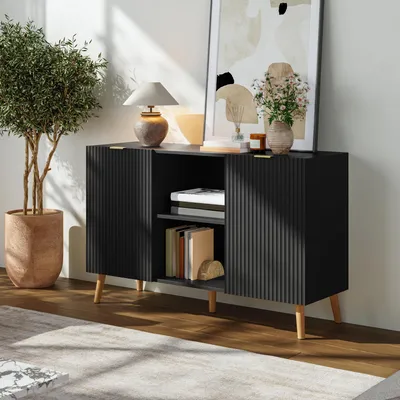 Produktbild von Sideboard 'Nand' mit 2 Türen und 2 Fächern 120 x 40 x 76 cm Schwarz