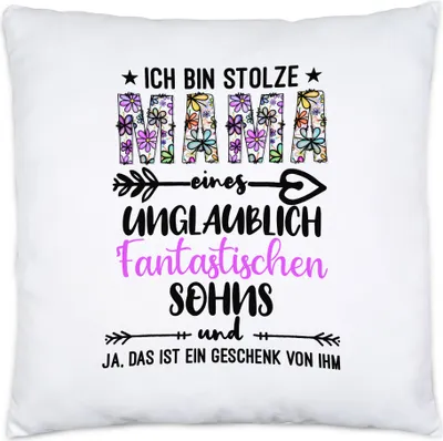 Produktbild von Ich bin stolze Mama Kissen Inkl Füllung Muttertag Geschenk Idee Sohn Mutter Geburtstag