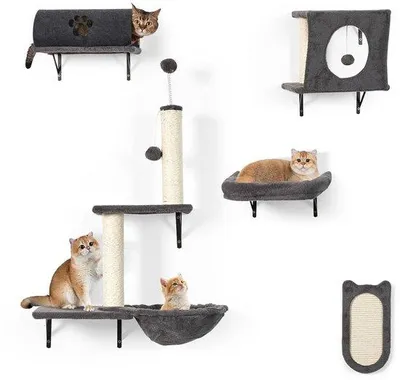 Immagine prodotto di Parete da arrampicata per gatti - Set da 5 pezzi - per gatti fino a 10 kg - grigio