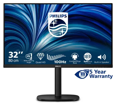 Produktbild von Philips 32B2N3500 - 3000 Series - LED-Monitor - 81.3 cm (32") (31.5" sichtbar) - 2560 x 1440 QHD @ 100 Hz - IPS - 1000:1 - 2xHDMI, DisplayPort - Lautsprecher - Schwarz