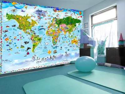 Produktbild von Vlies Fototapete Weltkarte für Kinder 400x280 cm Tapeten Wandtapete XXL Kindertapete e-A-0102-a-a