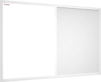 Produktbild von Kombitafel, Kork weiß / magnetisch weiß 90x60, Holzrahmen weiß lackiert