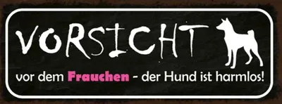 Produktbild von vianmo Holzschild 10x27 cm Vorsicht Frauchen Hund harmlos Tier Haustier