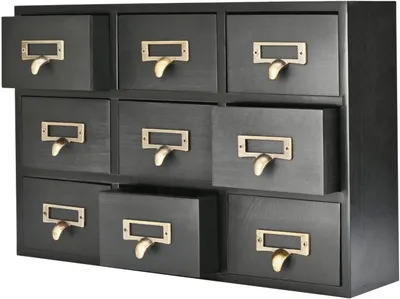 Immagine prodotto di Mobiletto da farmacia con 9 cassetti, in legno vintage, compatto, ideale per gioielli e cosmetici