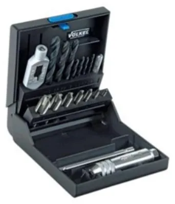Produktbild von Volkel Kurzgewindebohrer-Satz P.K.25, M3 - 12, mit Werkzeughalter, 16-teilig