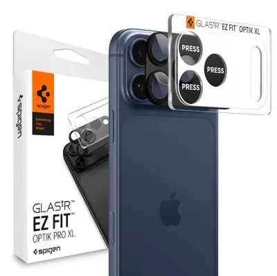 Obrázok produktu pre Spigen Optik Pro XL EZ Fit, Apple, iPhone 17 Pro, Prachuodolný, Odolné proti poškriabaniu, Čierna, 2 kusov