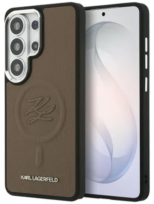 Obrázok produktu pre Karl Lagerfeld - Leather with Initial Logo Debossed MagSafe (KLHMS26LPGFKLRDW) - Samsung Galaxy S26 Ultra - Brown