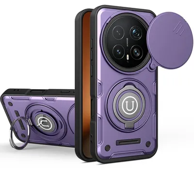 Produktbild von Magnetische Handyhülle für Honor Magic8 Pro mit Kameraschutz Schieber, Ringhalter und Ständer, Stoßfeste Hülle Lila
