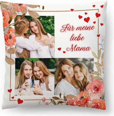 Obrázok produktu pre Personalizovaný FOTODARČEK, 45 x 45 cm, s vlastnou fotografiou, fotovankúš k narodeninám a Dňu matiek, pre moju milú mamičku – koláž, s výplňou