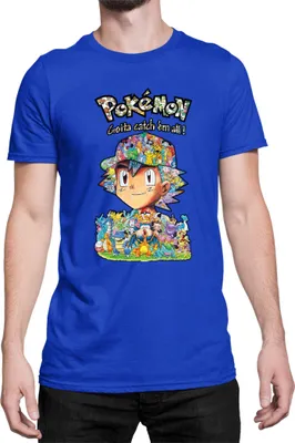 Zdjęcie produktu dla Męska Koszulka Japan Manga Anime Comics Pokemon 019, Man 3XL / Niebieski
