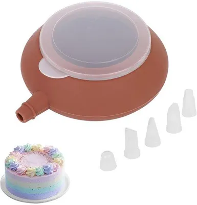 Immagine prodotto di Spatola per dolci in silicone con 4 bocchette – Corpo della spatola in silicone – Ideale per decorare torte e dolci – Resistente alle temperature da 40°C a 230°C – Facile da pulire
