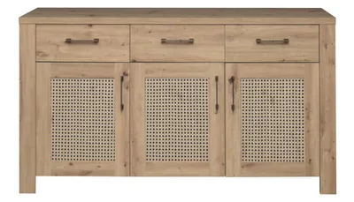 Produktbild von FURNARO Sideboard Mares Kommode Schrank asteiche/wiener geflecht B/H/T: 162x89x42 cm
