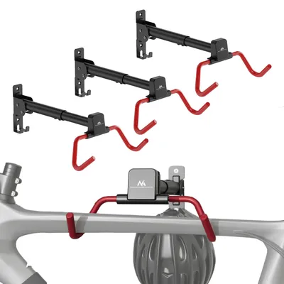 Image de 3 supports de vélo Maclean / supports muraux horizontaux en acier, capacité de charge maximale de 30 kg, angle réglable, modèle MC-172