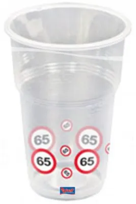 Produktbild von 65. Geburtstag Verkehrsschild 10 Becher