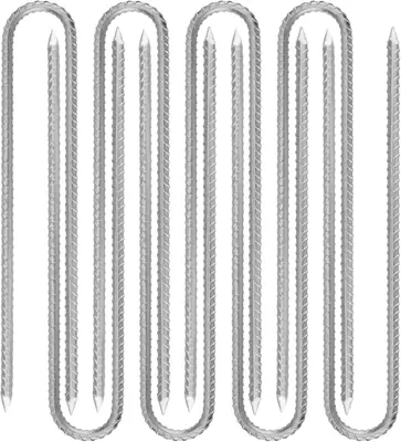 Produktbild von U-förmige Erdnägel, 30 cm, Verchromter Stahl, Starke Zeltpflöcke, 8 Stück