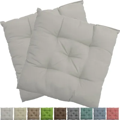 Produktbild von Stuhlkissen Genua 38x38 cm 2er Pack Sitzkissen mit Steppung, Farbe:Weiß