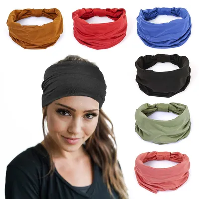Produktbild von 6 Stück Haarband Damen Stirnband Stirnbänder Elastische Haarbänder Yoga Sport Workout Gym Kopftuch Haarreifen Headband Baumwolle Breit Kopftuch Damen Sommer Bandana Haar Accessoires