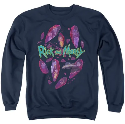 Obrázek produktu pro Mikina Rick and Morty – "Death Crystal Futures", uni, pro muže/ženy, model TV35993 (velikost L), barva: tmavě modrá